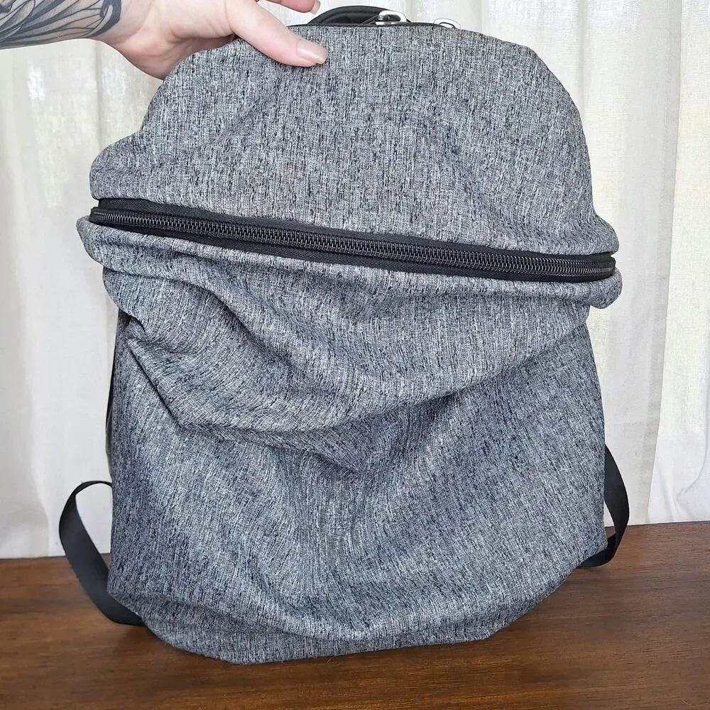 Cote&Ciel Nile Basalt Eco Yarn Backpack | Manganite Gray black travel bag large